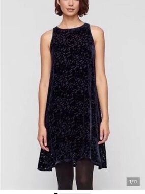 Eileen Fisher Silk Blend Velvet Burnout Sleeveless Tank Dress S